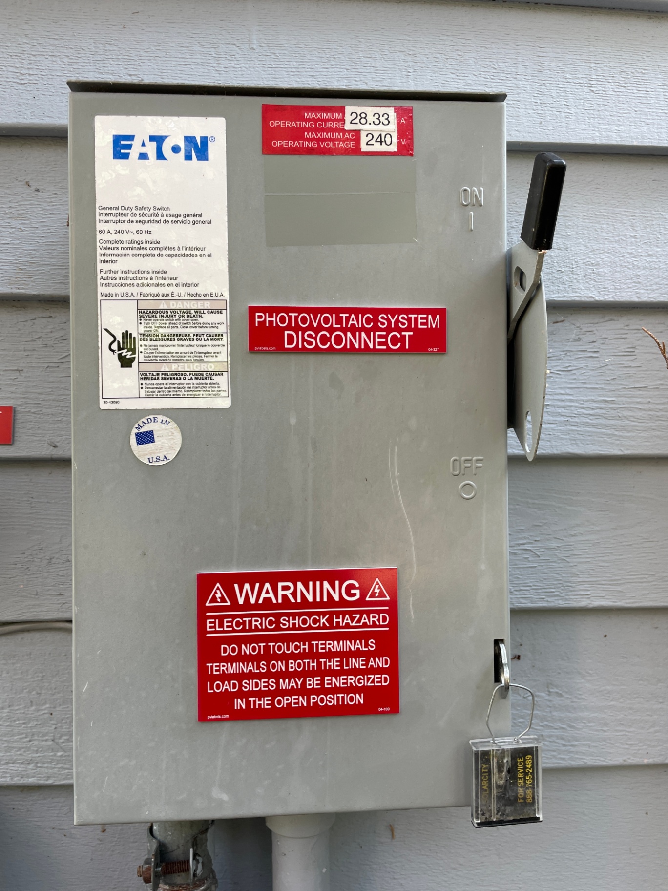 PV System Disconnect — Labeled & Locked